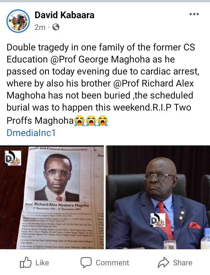 DaisyKioni's tweet photo. Is as sad day for Kenya as we morn two proffs from one family @Profmaghoha #RIPMagoha #restinpower  😭😭 https://t.co/jjefwgpzT7
