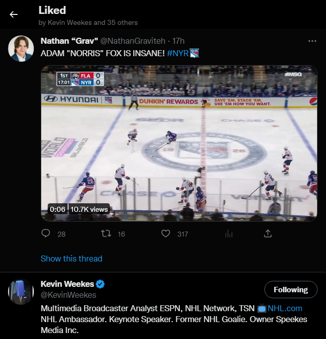 NathanGraviteh's tweet photo. Kevin Weekes supports the cause. #Fox4Norris #NYR https://t.co/DZOqqkkPUd