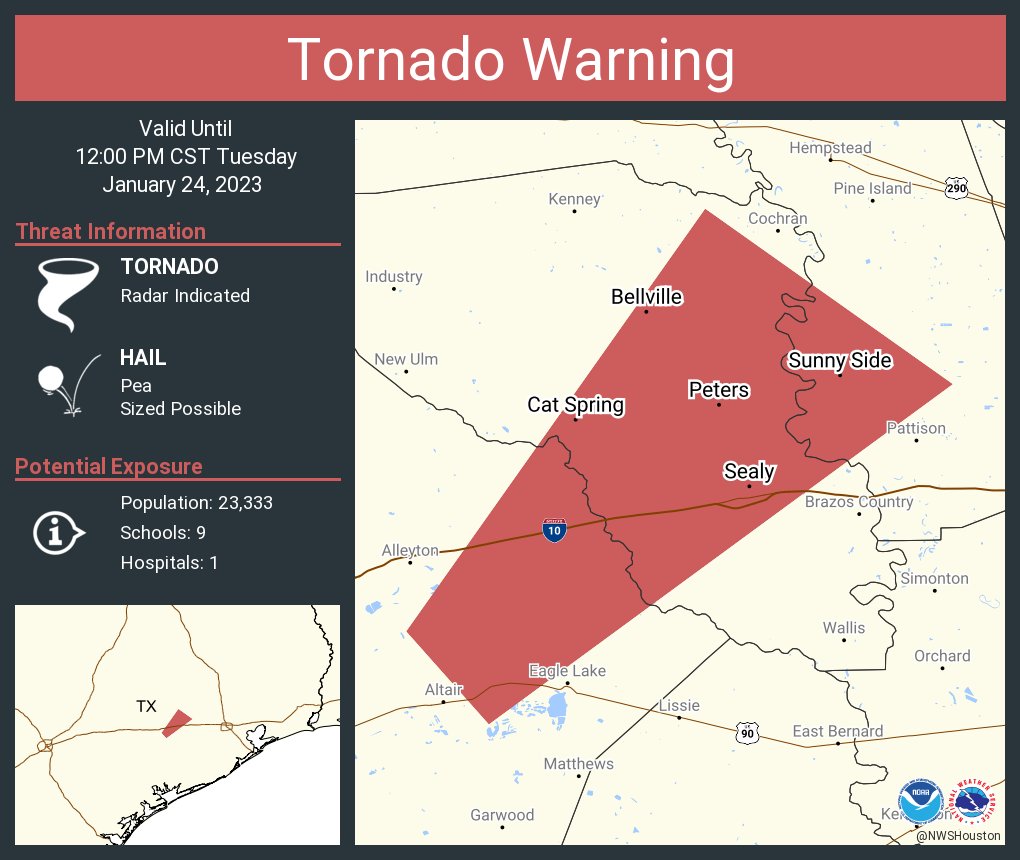 NWS Tornado on Twitter "Tornado Warning including Sealy TX, Bellville