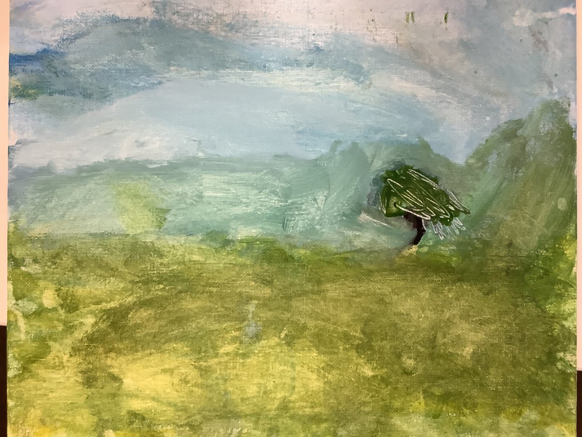 ArtCaterham's tweet photo. Fabulous canvas paintings by our Year 3s. They have been studying Lucy Kent’s beautiful landscape paintings for inspiration #ks2art #landscapepainting #Landscapes #painting #caterhamprep https://t.co/eXKArpR8at