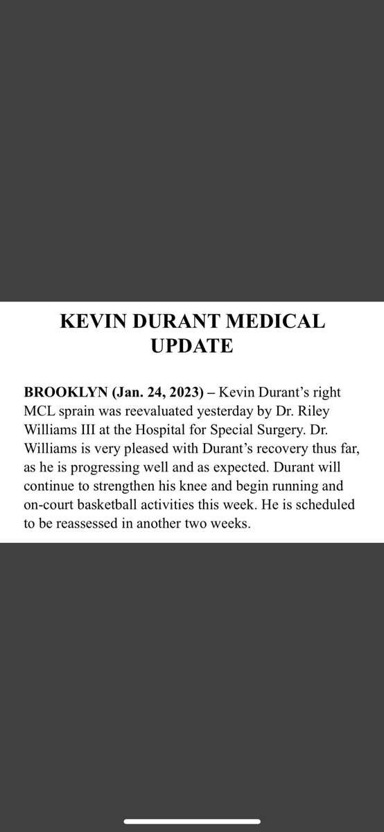 Kevin Durant back ahead of All-Star break?