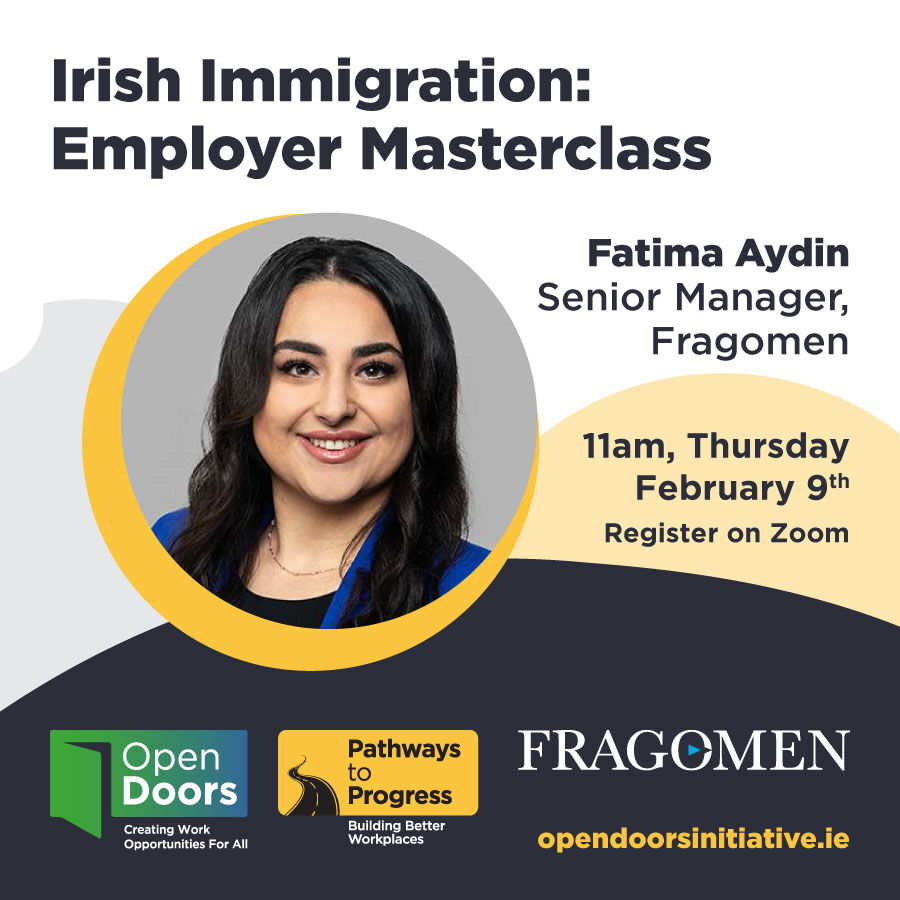 Don't miss the opportunity to learn from Fatima's expertise and knowledge during our upcoming webinar "Irish Immigration: Employer Masterclass" presented by The Open Doors Initiative and Fragomen. 

Register now: us02web.zoom.us/meeting/regist…