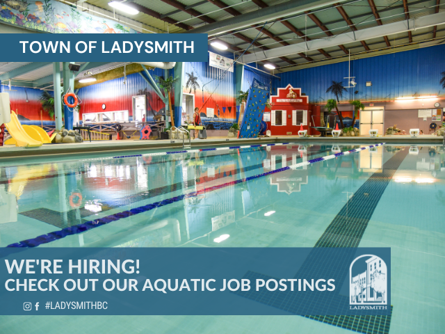 TownOfLadysmith's tweet photo. We're hiring! The Town of Ladysmith is seeking self-motivated professionals for our Aquatics Department. Check out the postings here: https://t.co/oVxro3VjP6
 #swiminstructor #Ladysmith #careers #waterbabies #pool #swimming https://t.co/hfZjVL7s3L