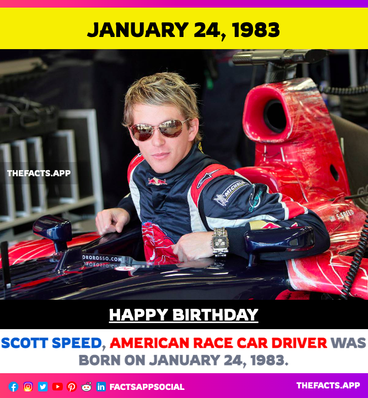 factsappsocial's tweet photo. #OnThisDay #DidYouKnow #ScottSpeed, #AmericanRaceCarDriver was born on January 24, 1983. PLease Like and Retweet. #SubaruMotorsportsUSA #F1 3ARCA #NASCAR #sports
https://t.co/xIJ8uUveSu https://t.co/g1M3WDjiUE