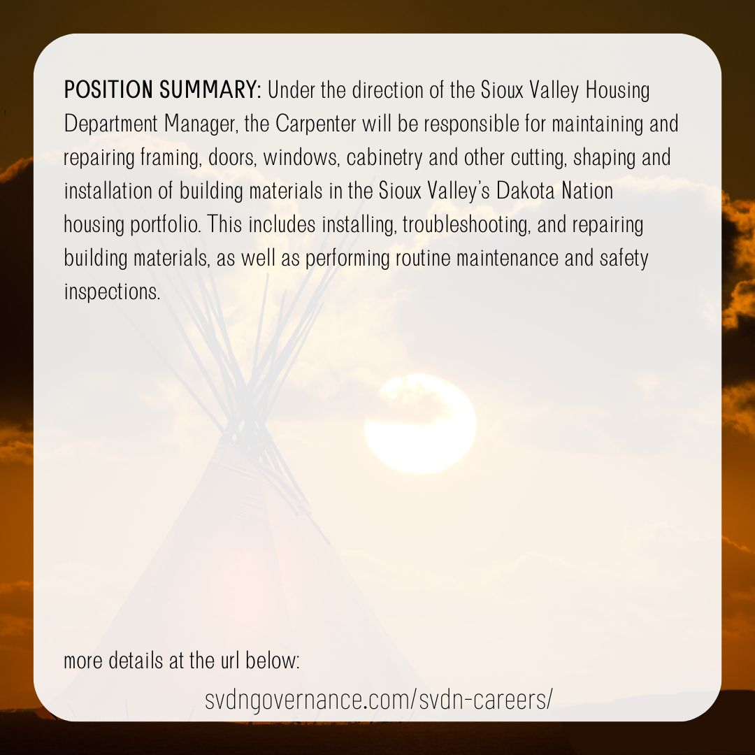 SVDN_SVHA_Carpenter_FT_(2023.02.10)_202302
Deadline: February 10, 2023 4:00pm

svdngovernance.com/svdn-careers/