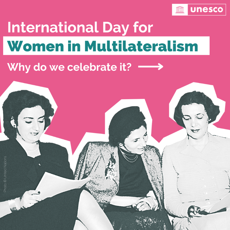 UNESCO's tweet photo. Peace agreements are 35% more likely to last 15 years when women are included in peace processes.

Tag a woman leader that you want the world to know.

Happy #WomenInMultilateralism Day!