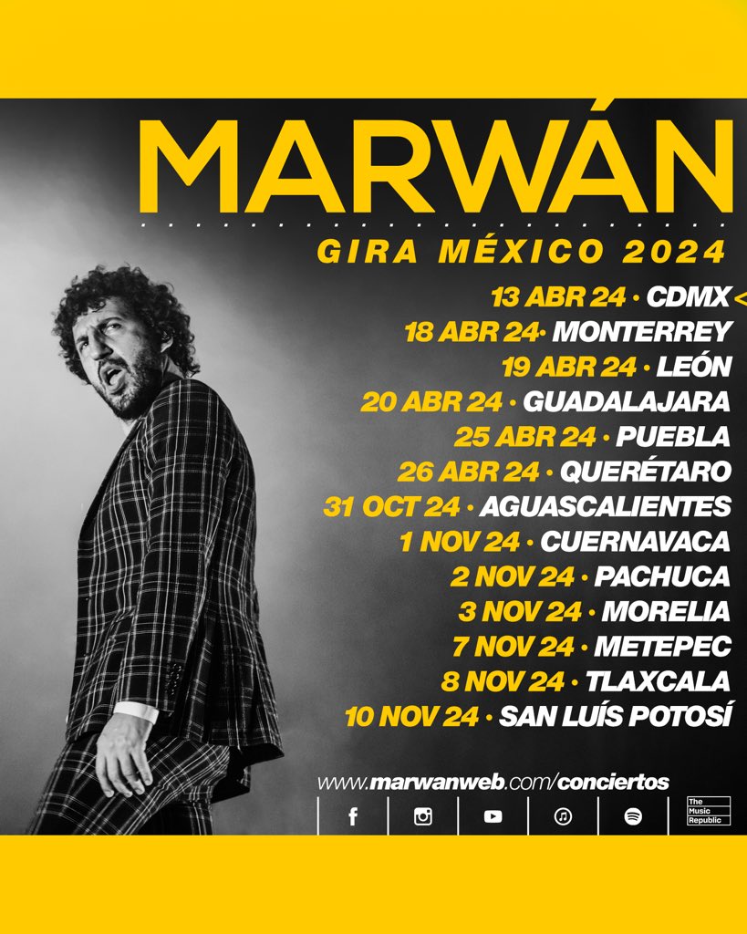 Con mucha tristeza hemos aplazado la gira de México a 2024 por motivos de salud. Toda la info aquí: marwanweb.com/mexico