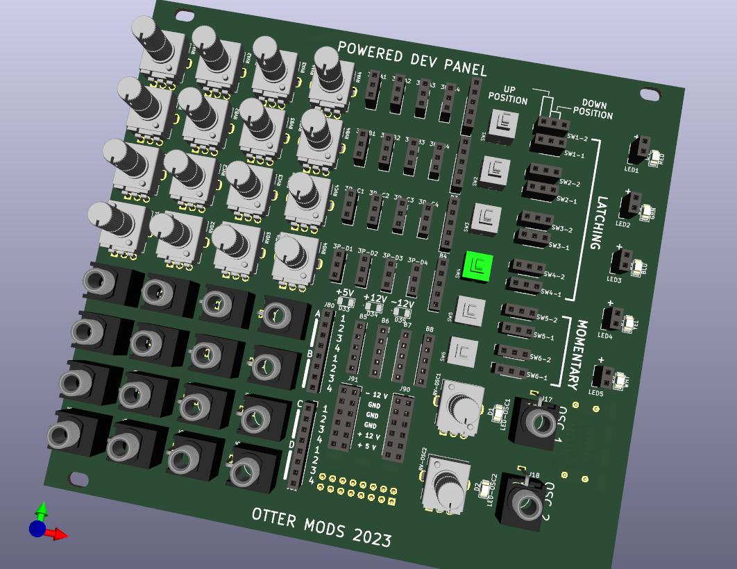 EMGlover's tweet photo. Update - revisions on dev panel; Size 28HP
Features: 16 pots, 16 jacks, 4 latching buttons, 2 momentary buttons, 5 LEDs, 2 adjustable pulse oscillators for timing signals, 2 power headers
Includes jumper points for all the above.
Please contact me directly if you're interested. https://t.co/Rj2XreoeAu