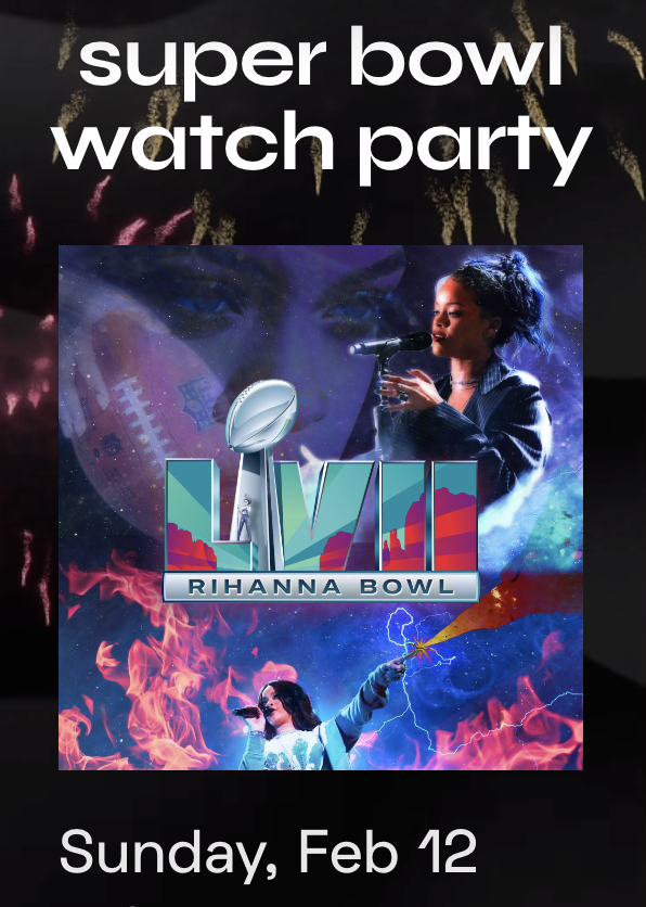 partiful's tweet photo. me when im trying to host for the super bowl but the only thing i know is rihanna is playing https://t.co/TVDAyYDfln