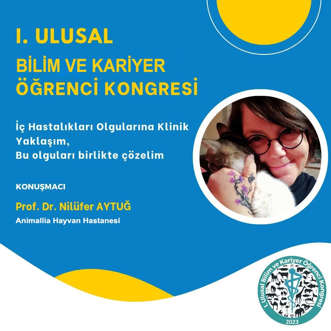 Mart'ta düzenleyeceğimiz kongremizde sevilen hocalarımızdan Prof. Dr. Nilüfer AYTUĞ da bizlerle beraber olacak,
Gelişmelerden haberdar olmak  için takipte kalın....

#kongre  #veterinarian #surgeon #speaker #professor #studentcongress #pet #animals #cattle #winged #surgical