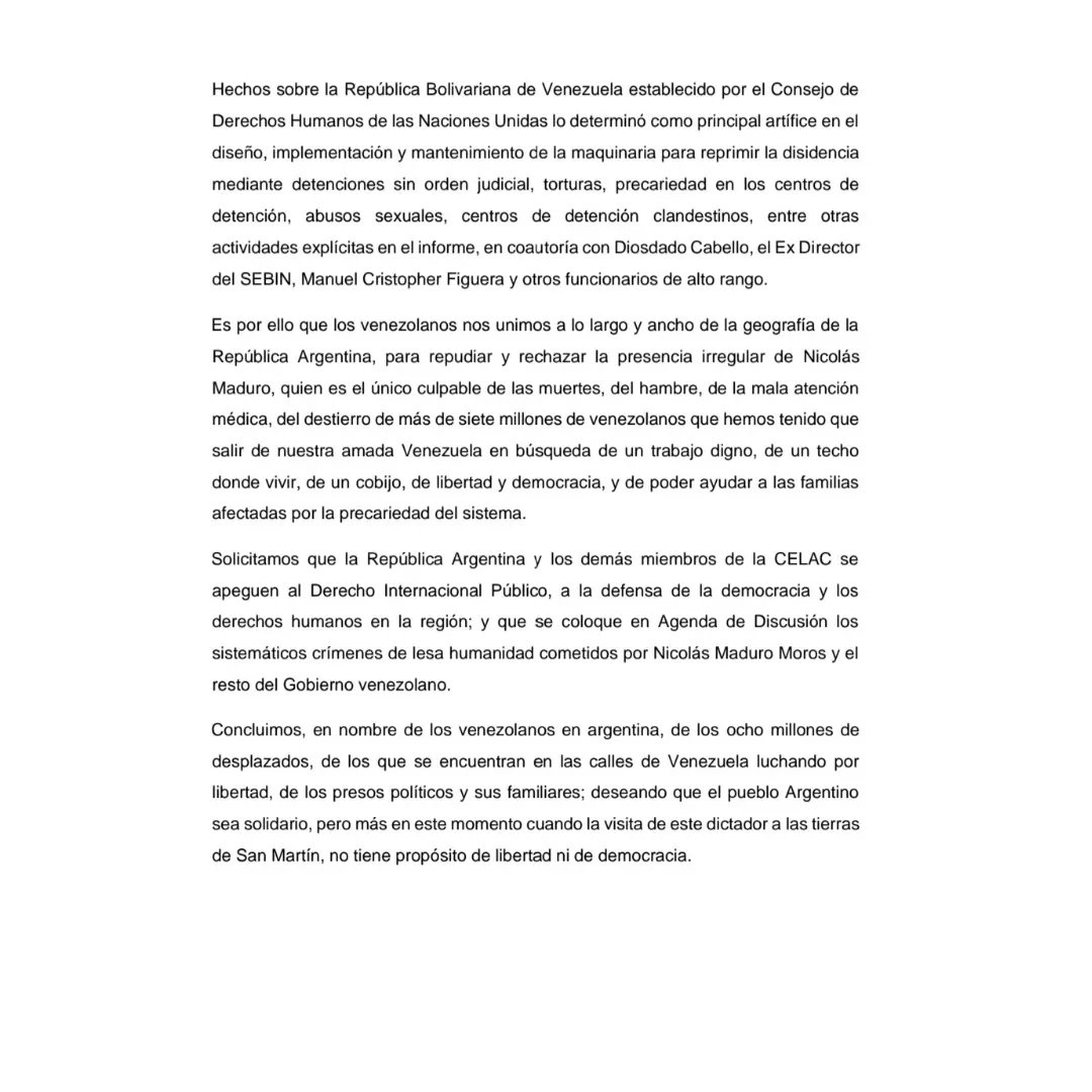 MaxroberthG's tweet photo. #AHORA | COMUNICADO OFICIAL DE LOS VENEZOLANOS EN ARGENTINA ¡No fue recibido! 

La "democrática" cumbre hoy censuró la voz de los venezolanos en Argentina y no aceptó el documento en la #CELAC 

#DictadoresNuncaMas 
#CELACArgentina2022
#CELAC2023 https://t.co/CqkYk005xV