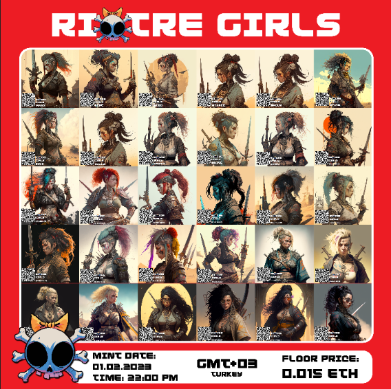 sherinstudio's tweet photo. 📢 DROP ALERT🚨
RIOTRE GIRLS COLLECTION
Here comes a collection of NFTs that are all 1/1.
💧MIND DATE: 01 FEBRUARY 2023
💧MINT TIME: 22:00 PM / GMT+03 (Turkey)
⚠️FLOOR PRICE: 0.015 #ETH /20$
✅https://t.co/T3dq1hEs0L

#NFTCOLLECTOR #NFTDROPS #NFTShill #OpenseaNFTs #StudioSherin https://t.co/68vGg78f6o