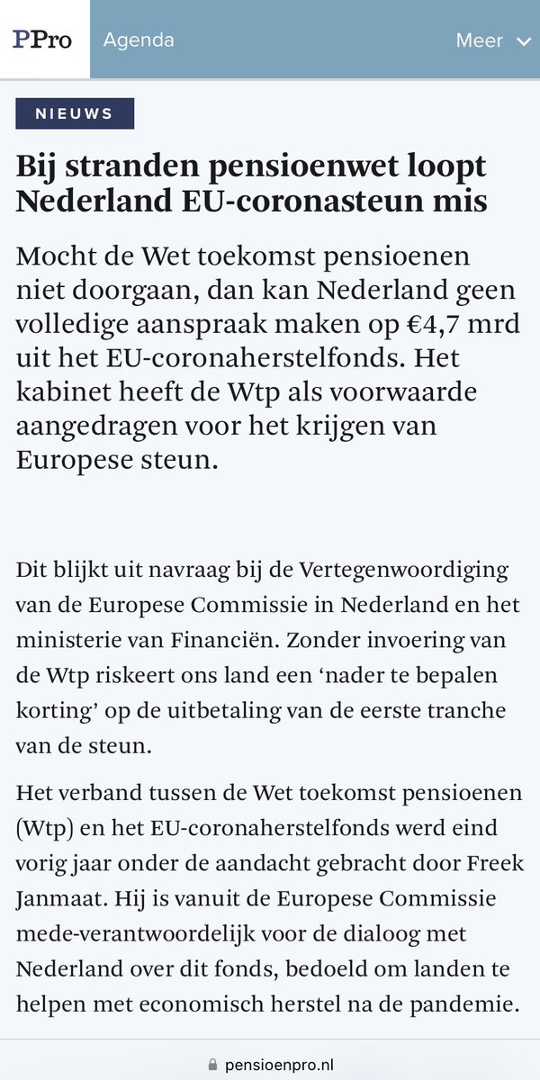 Ons pensioenstelsel met een vermogen van 1500 miljard euro verkwanselen voor een foute deal met Brussel. We worden keihard belazerd. Kabinet pleegt volop pensioenverraad. Wat is er nu nog meer nodig om deze corrupte bende in maart weg te stemmen?