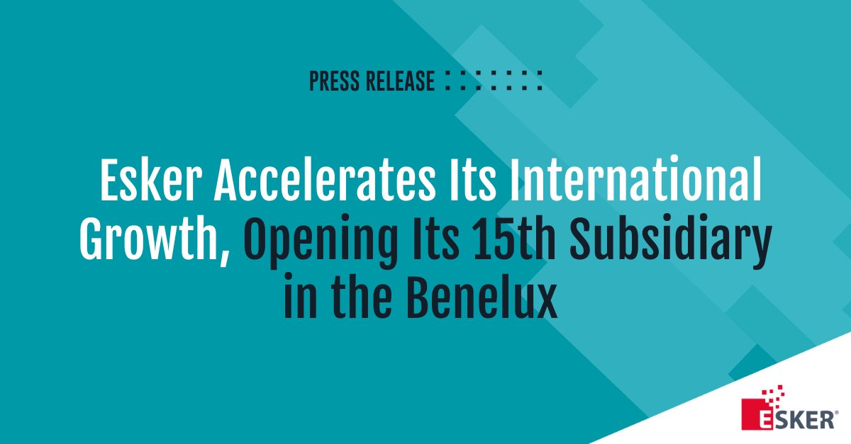 📢 We are pleased to announce our new subsidiary in the Benelux, reinforcing our presence in Europe to serve a region that promises high growth potential for the company!

➡️Read more in the #PressRelease: ow.ly/mcN450Mz3E1 

#WeAreEsker #PositiveSumGrowth
