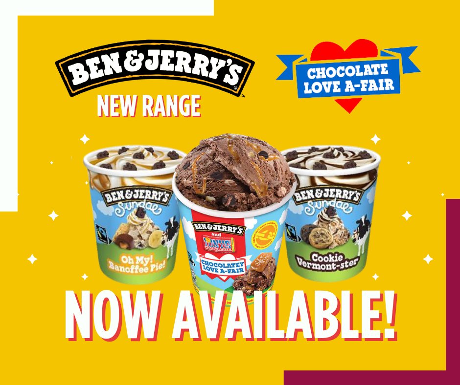 apache_bar's tweet photo. Have a chocolate love affair with your Apache order tonight! 
We have 3 new fab flavours of Ben &amp; Jerry's for you to treat yourself to at the end of a delicious takeaway! 
Check them all out on our desserts page: https://t.co/jvlLveCWdt https://t.co/V6vQZtpYzQ