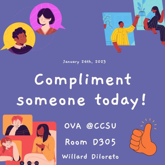 StandUpCCSU's tweet photo. It's Compliment Day!😄 Give out some compliments today; to friends, family, or anyone you see! https://t.co/KuNIvt089d