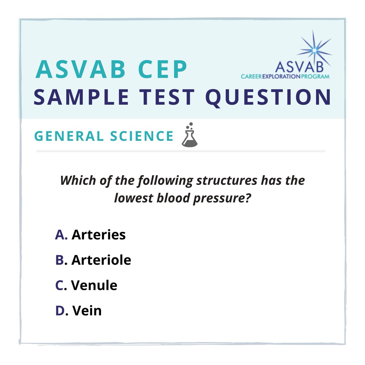asvabcep's tweet image. Will this #TestQuestionTuesday raise your blood pressure?

Tell us your answer, and we'll post the correct response later. More ASVAB test questions &amp;gt; &amp;gt; &amp;gt; ow.ly/m65G30stlcs

#ASVABCEP #ASVABPractice #ASVABStudying
