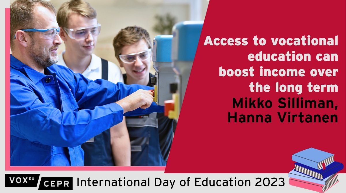 VoxEU (@voxeu) on Twitter photo Accessing vocational #education could offer an important pathway into the #labour market & boost long-term income – particularly for those unlikely to graduate from #HigherEducation
<a href="/m_silliman/">mikko silliman</a> <a href="/HarvardEcon/">Harvard Department of Economics</a> @hanna_virtanen_ <a href="/ETLAnow/">ETLAnow</a>
ow.ly/BH6O50MxMqS
#EducationDay Accessing vocational #education could offer an important pathway into the #labour market & boost long-term income – particularly for those unlikely to graduate from #HigherEducation
<a href="/m_silliman/">mikko silliman</a> <a href="/HarvardEcon/">Harvard Department of Economics</a> @hanna_virtanen_ <a href="/ETLAnow/">ETLAnow</a>
ow.ly/BH6O50MxMqS
#EducationDay