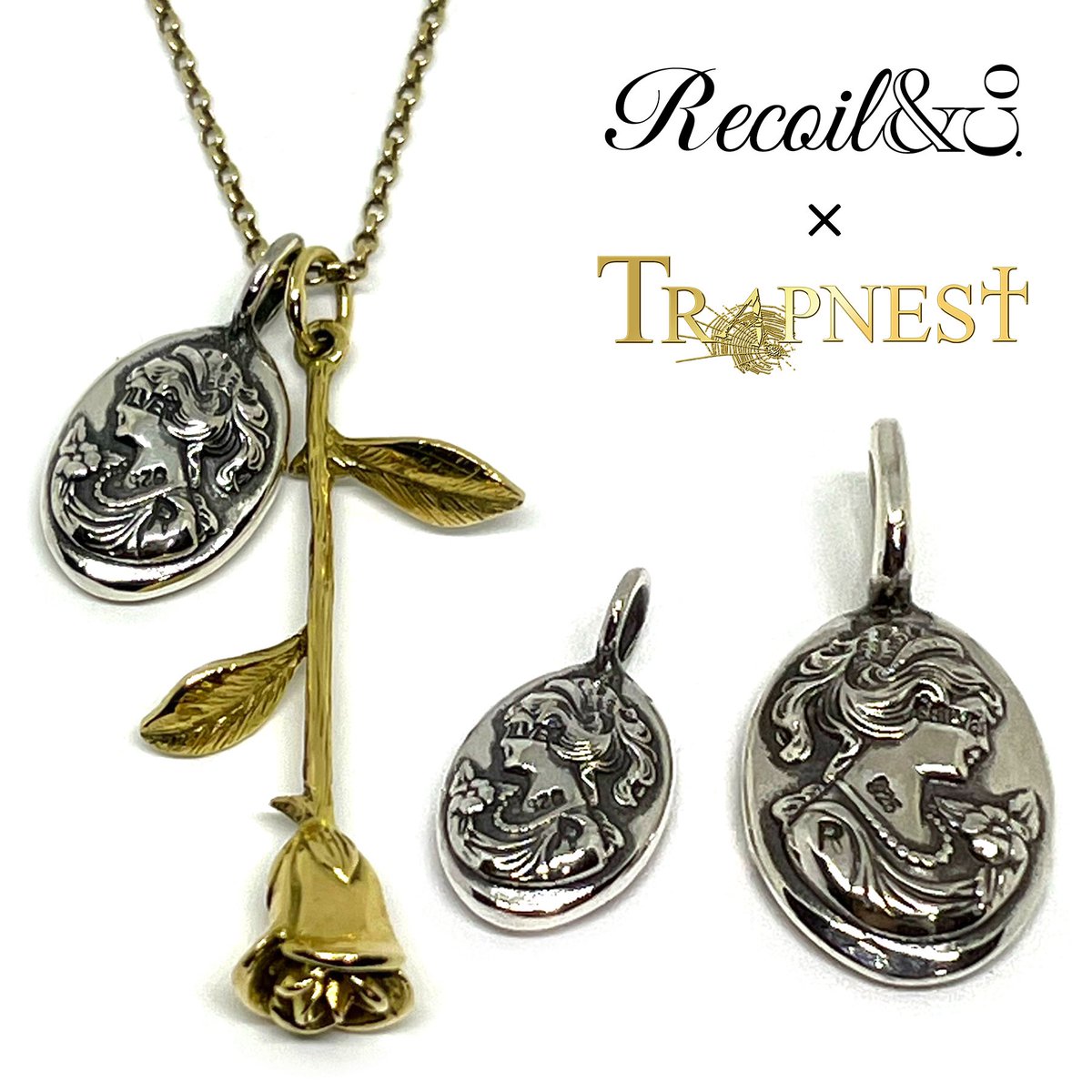 TRAPNEST_ONLINE's tweet photo. ▶︎▶︎▶︎ 【TRAPNEST別注】"Recoil"&amp;co. カメオ発売開始！

朗報です！！

人気の"Recoil"&amp;co.（リコイルアンドコー）【TRAPNEST別注】が実現致しました！

シグネットリング、ロザリオのパーツでお馴染みのカメオの女神に松田が恋をしました。

https://t.co/55gXCVmBTx https://t.co/E85IcfHuzZ
