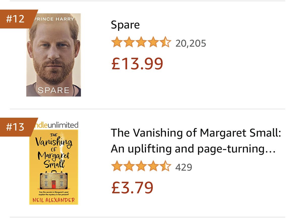 neilalexander_'s tweet photo. Margaret Small still hanging out with Prince Harry in the Amazon UK Kindle chart #13 #TheVanishingofMargaretSmall https://t.co/qGOFGTQsgL