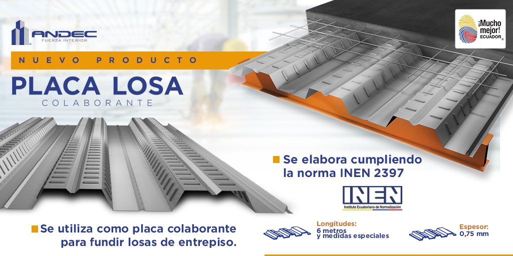 RadioDibluFM's tweet photo. Nuevo Producto.
Conoce el proceso de elaboración de nuestra PLACA LOSA ANDEC, cumpliendo con los estándares de calidad.
Para más detalles visita: https://t.co/NhwXaeg0lL
#Andec #Fuerzainterior #58años #steeldeck #placalosa #construcción #ecuador #materialesdecalidad #calidad https://t.co/EtfrrCANuY