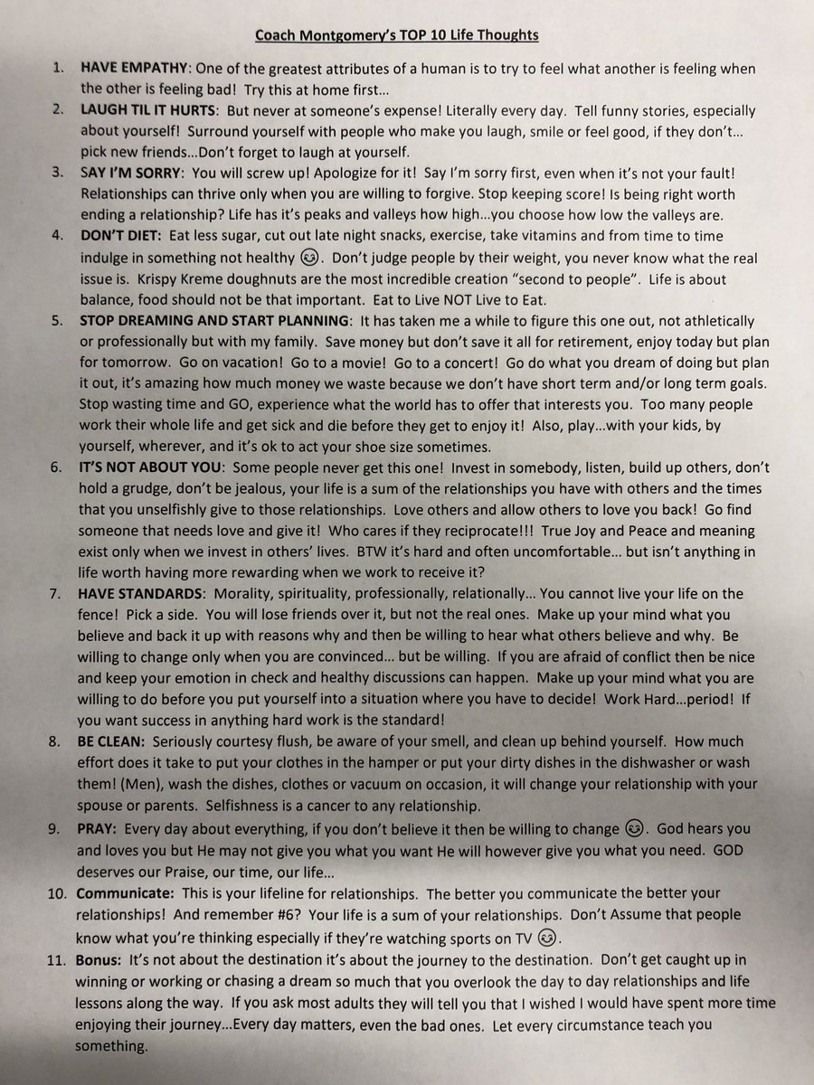 4 yrs ago ⁦⁦<a href="/MontCoach/">Mark Montgomery</a>⁩ showed me a video of ⁦<a href="/prattprattpratt/">Chris Pratt</a>⁩’s Generation Award acceptance speech with 9 rules to the future generation. I convinced ⁦<a href="/MontCoach/">Mark Montgomery</a>⁩ to make his list of rules &amp; this is it. Every yr I post it again cause it’s just that good.