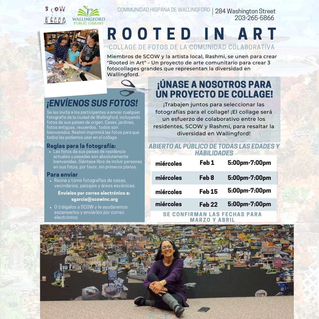 SCOW284's tweet image. SCOW is excited to announce a new #collaborative #communitycollage project in partnership with local artist, Rashmi Talpade, beginning in February. This project is funded by the #artistscorpsgrant from the 
@neaarts and @newhavenarts to highlight the diversity in Wallingford!