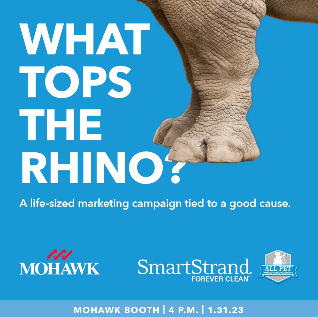 MohawkEdge's tweet image. What tops the RHINO? 🦏 
#Mohawk #MohawkIndustries @MohawkFlooring @MohawkInd #SmartStrand @TISEevents #TheInternationalSurfaceEvent #Flooring #carpet #ItsCorn #AllPet #ForeverClean