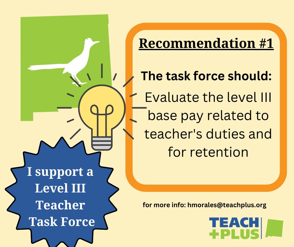 Teach Plus NM led a coalition focused on teacher retention. Help us spread the word as we share recommendations to create a state level task force focused on retaining our Level III teachers, that often move in to admin roles. <a href="/NMPED/">New Mexico Public Education Department</a> <a href="/LtGovMorales/">Lt. Governor Howie Morales</a> <a href="/NMudl1/">NM UDL</a> <a href="/goldenapplenm/">Golden Apple NM</a> <a href="/NMNBCT/">NM NBCT Network</a>