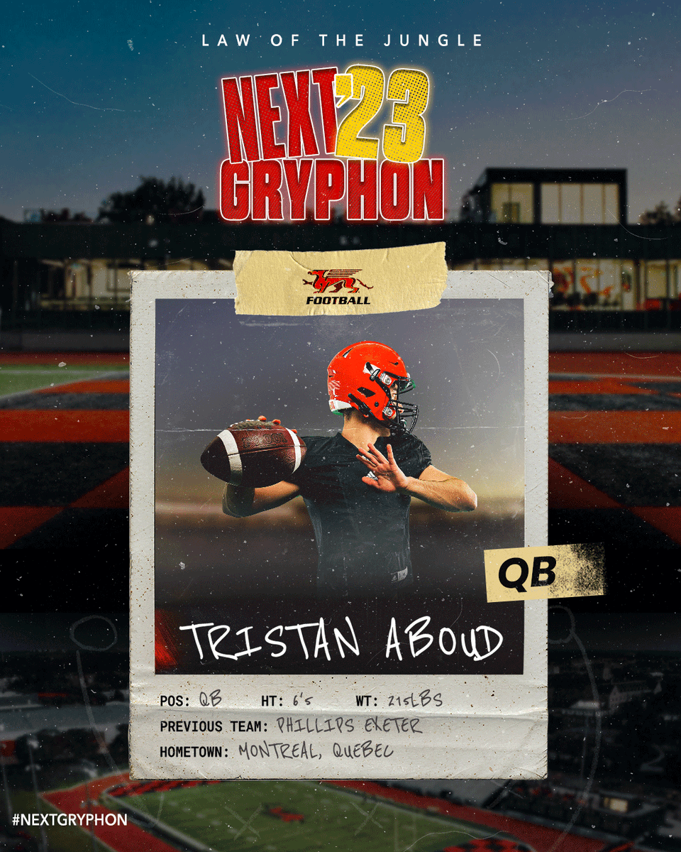 GryphonFootball (@gryphonfb) on Twitter photo 🚨 COMMIT 🚨 The Gryphon squad continues to get stronger with the addition of QB Tristan Aboud!
#NextGryphon
<a href="/tristanaboud2/">Tristan Aboud</a> 🚨 COMMIT 🚨 The Gryphon squad continues to get stronger with the addition of QB Tristan Aboud!
#NextGryphon
<a href="/tristanaboud2/">Tristan Aboud</a>