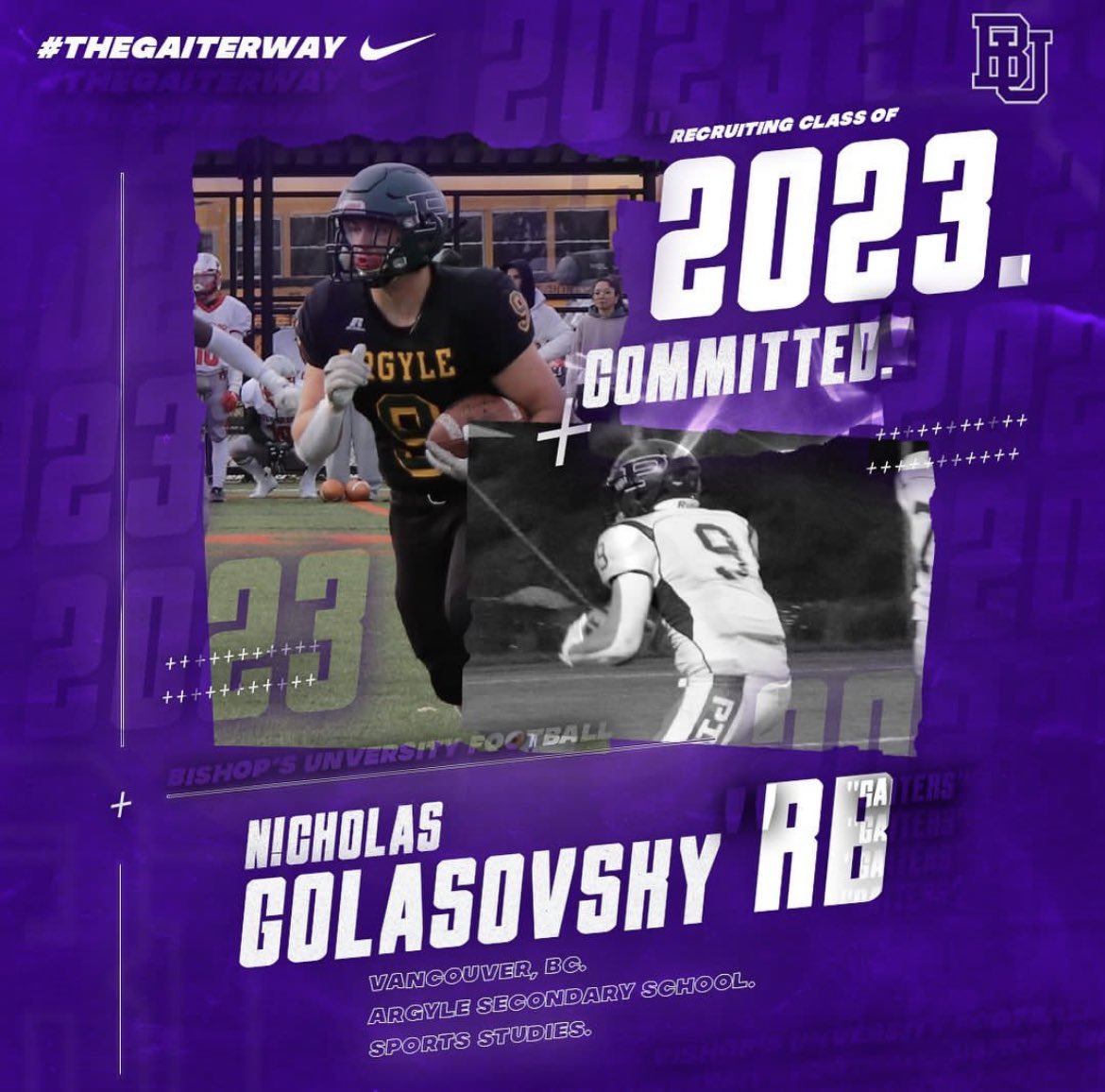 Nicholasgolaso1's tweet photo. I’d like to announce that I have committed to Bishops University, I’d like to thank my coaches teammates and family. #bleedpurlple https://t.co/odF7T4SznP