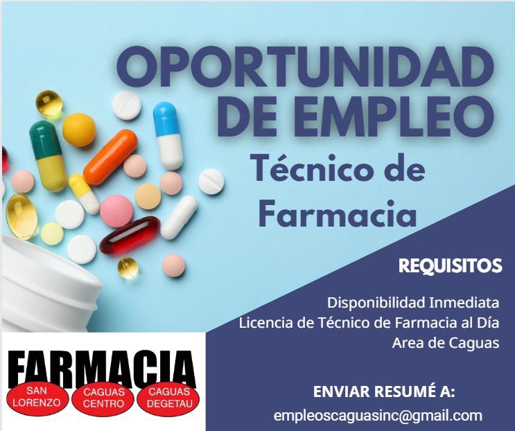JuanBernieRx's tweet photo. Se busca Técnico de Farmacia 
Area de Caguas

*Favor de compartir* https://t.co/PC01nTU5Ud