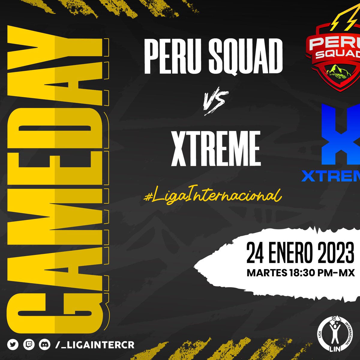 LIN | CR

Duelo peruano en la arena, un equipo que quiere levantar y otro seguir sumando, hermoso encuentro el de hoy.

🗓️ | J2
⚔️ | <a href="/Peru_Squad/">⚡️Peru Squad</a> 🇵🇪 🆚 <a href="/Extreme_Teamtbd/">Xtreme</a> 🇵🇪
⏰ | 18:30 hrs 🇲🇽
🎙️ | <a href="/_Meliodas095/">Meliodas</a> 

#LIN #ClashRoyale