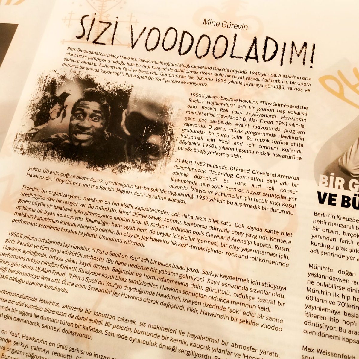 cazmaynvayndayn's tweet photo. #IPutASpellOnYou
En çok coverlanan şarkıların başında geliyor. Bu şahane blues-rock balladın yaratıcısı, üzerine voodoo büyücü kimliği yapışan, Screamin' Jay Hawkins'in teatral sahne performansının nasıl şekillendiğinin hikayesini bu ay #LoftCaz gazetede yazdım.
@erayduzgunsoy https://t.co/O5j9lh6cVI