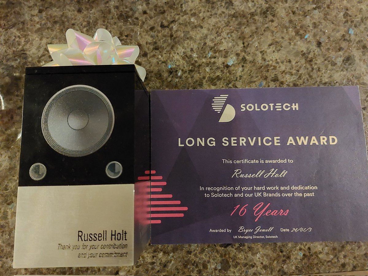 Russdrum's tweet photo. Today I got presented an award for my 16 years of service thus far working for Solotech/SSE ๐ค Big shout out to some of the best colleagues to work with who've also put in the years of graft! Plus all the other amazing people I work with! ๐ Massive year ahead... #lifeatsolotech https://t.co/zYHDjEQLz3