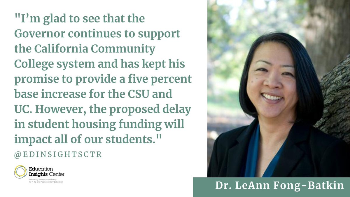 EdInsights' executive director @fongbat shares her thoughts on the @CAgovernor's higher education budget proposal, which was unveiled this month, and summarized via @EdSource here: edsource.org/2023/newsoms-h… #CAHigherEd #EdInsights