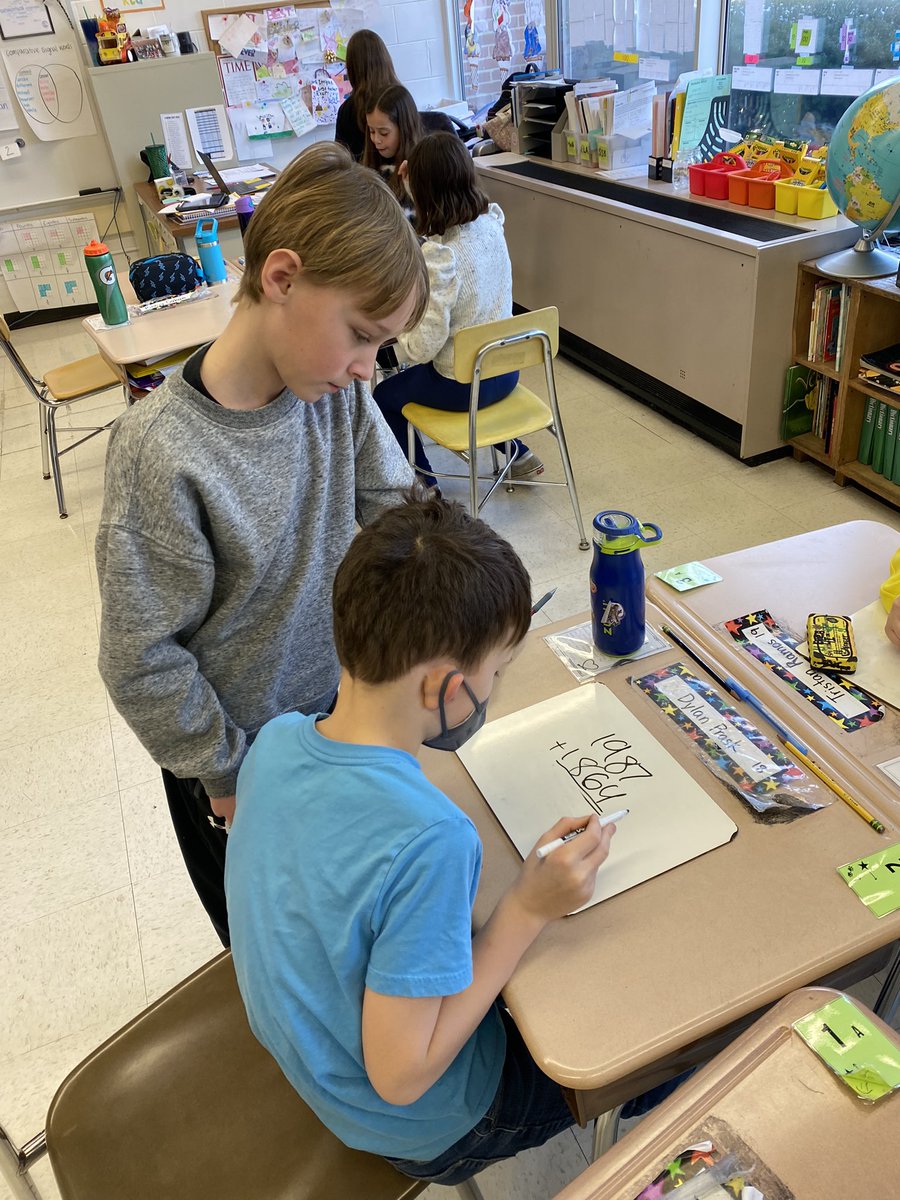 We have amazing student coaches in 4-I! I am so impressed with their ability to guide their classmates with kindness and encouragement! We will be experts at the subtraction standard algorithm in no time! #wt112 #112Leads