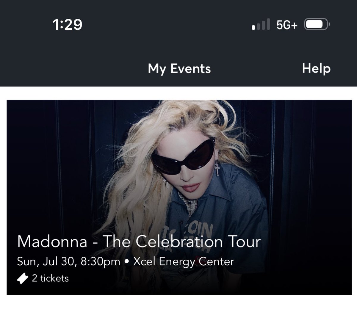 indyboyrob's tweet photo. Well @thatonequeen, I will see you and the Queen, @Madonna, in St Paul.  I’ll be the one screaming and waving in the second row. 😂 https://t.co/HTNZp8ALjs