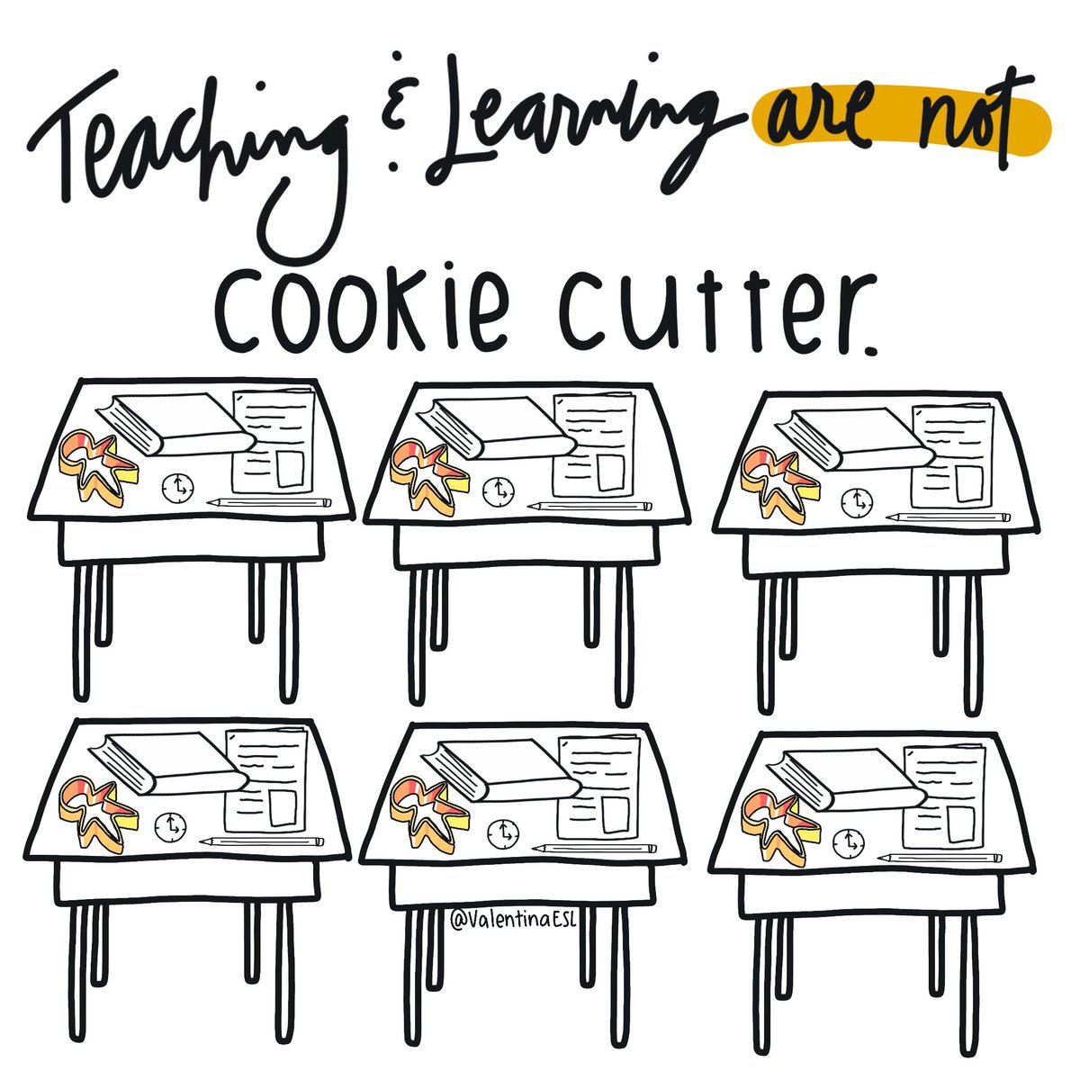 ValentinaESL's tweet photo. Leave the cookie cutter in the kitchen and the teaching to the real experts. Teachers know their students. Programs don’t.
#teaching_english #teachingenglish #teachingideas #teachingresources #teachingkids #teachings https://t.co/w48pNfvVGK