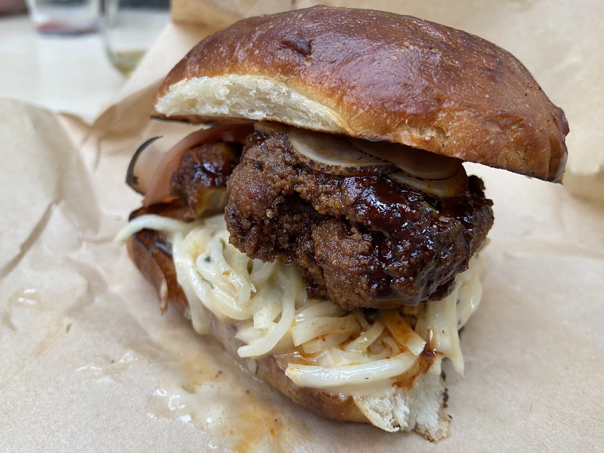 Delicious deep fried pheasant burger with celeriac remoulade from <a href="/JanWilsons/">Wilsons Restaurant</a> pop up <a href="/wiperandtruetap/">Wiper and True | Old Market Taproom</a> on Sunday, amazing flavours could have eaten 3