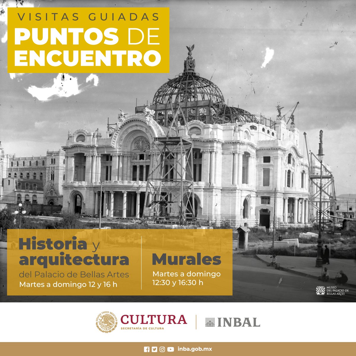 mbellasartes's tweet photo. Conoce a detalle la historia y el arte que rodea al icónico Palacio de Bellas Artes. Ven de martes a domingo a las visitas guiadas a las 12 y 16 hrs.
#VamosAlMPBA #MuralesMPBA https://t.co/lxGxQ2fk6w