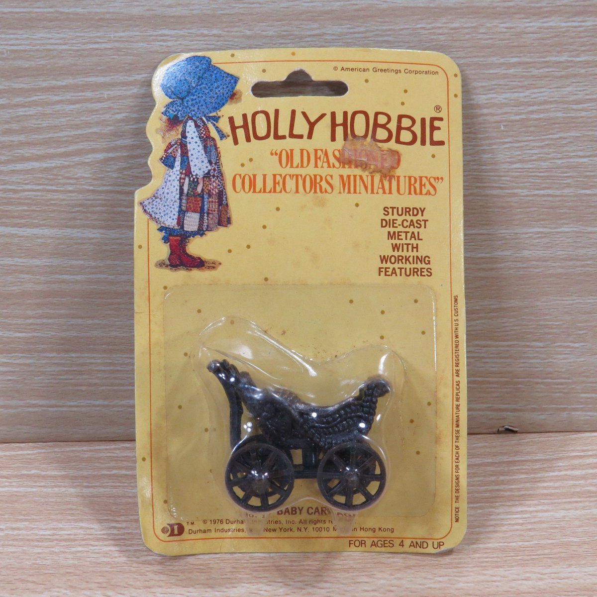 Vintage Holly Hobbie Die Cast Baby Carriage 1976 Durham Industries Old Fashioned Collectors Miniatures - New Old Stock etsy.me/403KUN5 #miniature #1970s #diecast #durhamindustries #vintageminiature #shadowbox #hollyhobbie #babycarriage #etsy #1970s