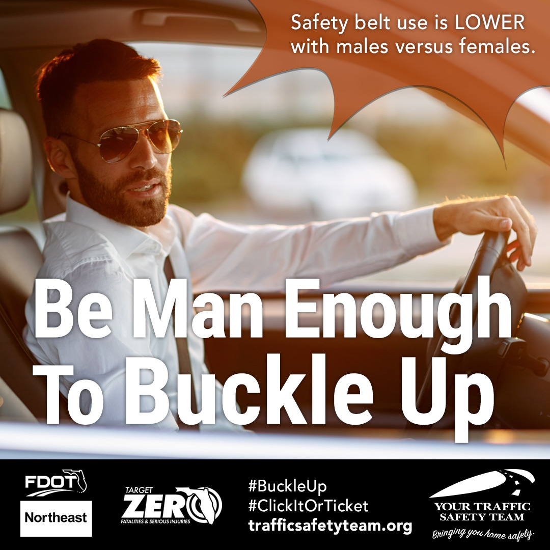 trafficsafetyfl's tweet photo. Calling all men to increase their chance of survival in the event of a car crash. Whether you are a driver or a passenger, always wear your seat belt.
#BuckleUpFL #OccupantProtection #PassengerSafety #TrafficSafetyFL https://t.co/tsl7k91t94