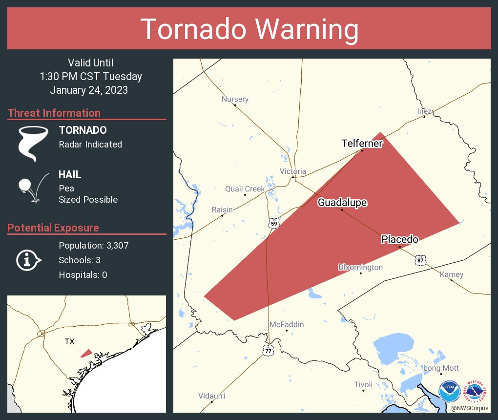 NWS Tornado on Twitter "Tornado Warning including Placedo TX
