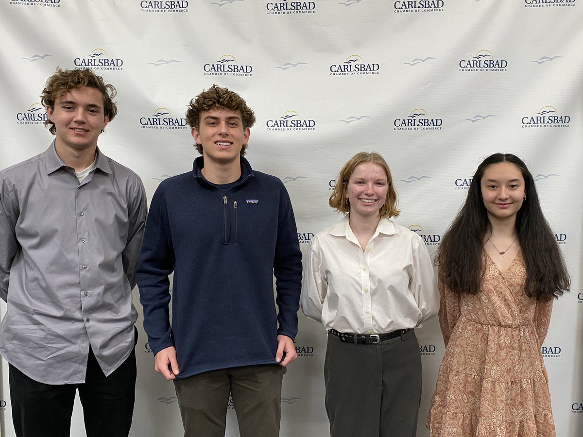 ChamberCarlsbad's tweet photo. Congrats to our January Rising Stars! 
Jakob, Trennon, Hope, and Jaly, your futures are bright! https://t.co/QyO3p1hfgv