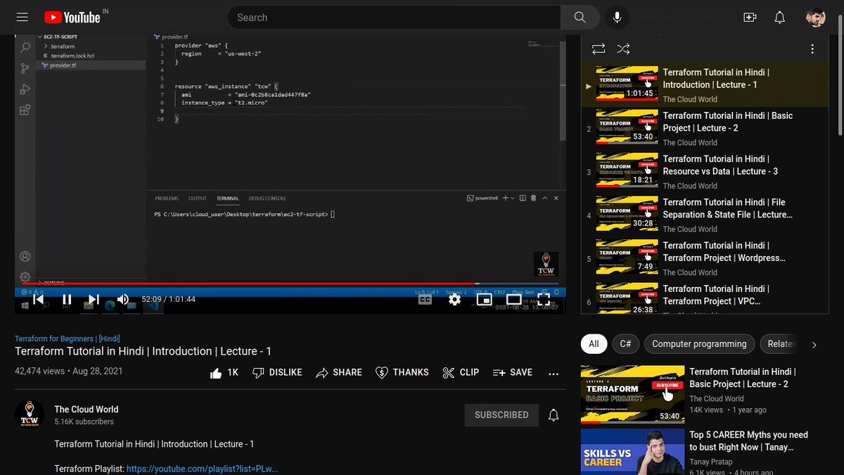 Day 85 #90DaysOfDevOps 
Learning Terraform from this channel.
Huge shout-out to the guy!