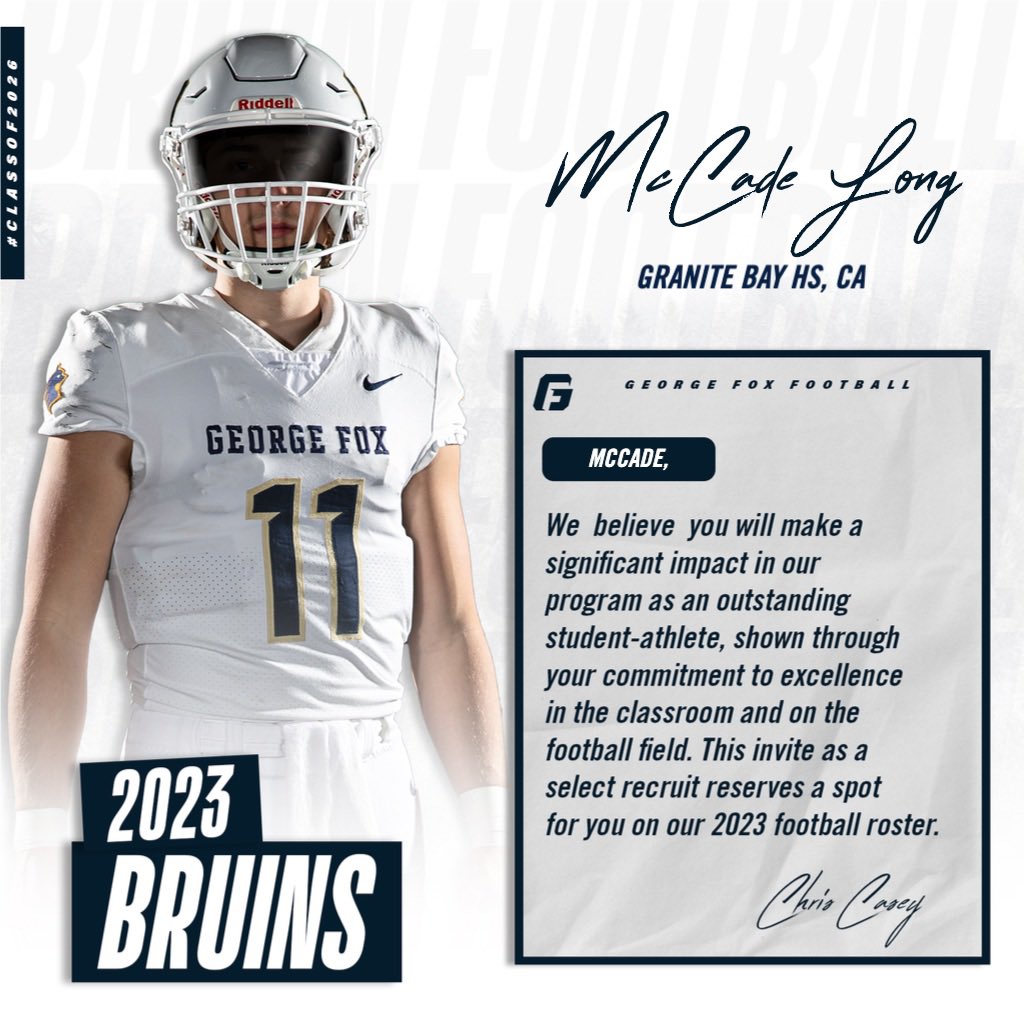 McCade Long (@longmccade) on Twitter photo Excited to say that I have received an offer to <a href="/GFUFootball/">GFU Bruin Football</a> after a conversation with <a href="/Rudy_Hughes21/">Rudy Hughes</a>! @CoachLo15 <a href="/AustinShadbolt/">Austin Shadbolt</a> <a href="/PrepRedzoneCA/">Prep Redzone California</a> <a href="/SacBee_JoeD/">Joe Davidson</a> <a href="/CoachTTMP/">5 ⭐ Coach T Dubb TMP 🏁 🐐</a> <a href="/PGregorian/">Paul Gregorian</a> <a href="/thompsonsctg/">BT THOMPSON</a> <a href="/pjhickey/">Phil Hickey Football</a> Excited to say that I have received an offer to <a href="/GFUFootball/">GFU Bruin Football</a> after a conversation with <a href="/Rudy_Hughes21/">Rudy Hughes</a>! @CoachLo15 <a href="/AustinShadbolt/">Austin Shadbolt</a> <a href="/PrepRedzoneCA/">Prep Redzone California</a> <a href="/SacBee_JoeD/">Joe Davidson</a> <a href="/CoachTTMP/">5 ⭐ Coach T Dubb TMP 🏁 🐐</a> <a href="/PGregorian/">Paul Gregorian</a> <a href="/thompsonsctg/">BT THOMPSON</a> <a href="/pjhickey/">Phil Hickey Football</a>