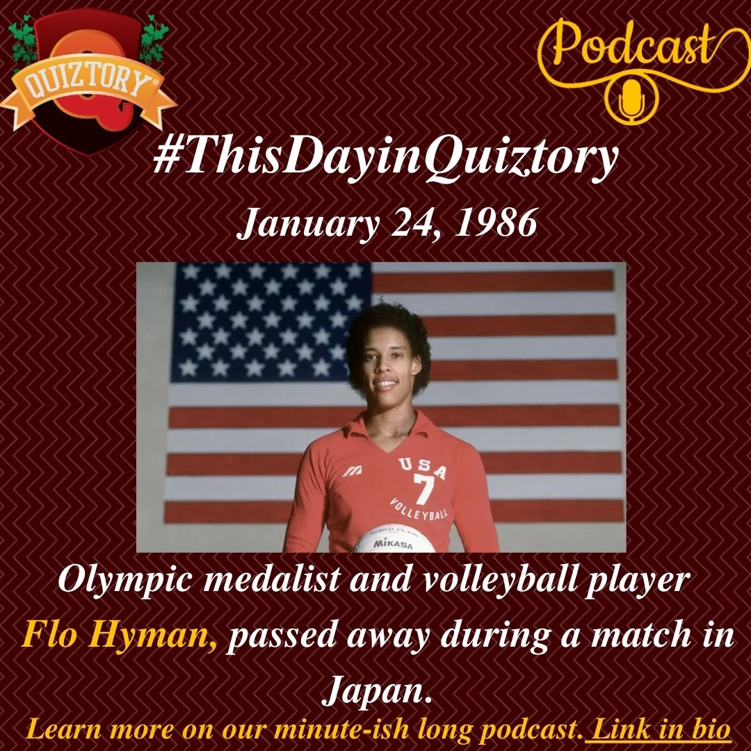 #ThisDayinQuiztory January 24, 1986 For more on #FloHyman listen to today's #BlackHistory #podcast . . #FloraHyman #olympics #olympicgames #volleyball #sports #athlete #olympicmedal #rip #onthisday #blackhistorymonth #iheartradio #quiztory