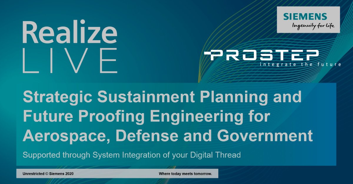 PROSTEP_INC's tweet image. Watch this on-demand webinar on Strategic Sustainment Planning and Future Proofing Engineering for Aerospace, Defense and Government

Exclusively from SIEMENS RealizeLive

bit.ly/3eKuxNB

#RealizeLive #PROSTEP #SIEMENS