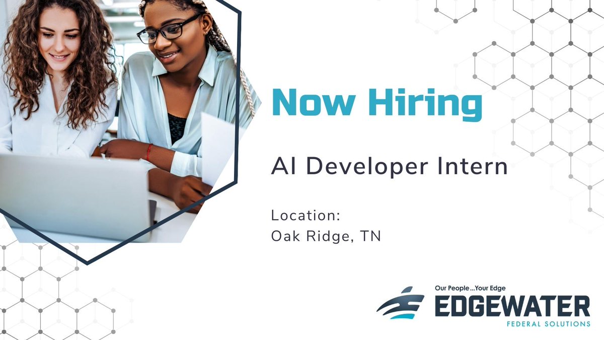 EdgewaterFed's tweet image. #InternshipOpportunity! We&apos;re looking for an #AIDeveloper Intern to help support our team at the US Department of Energy Office of Scientific and Technical Information (OSTI).
Apply now: careers-edgewaterit.icims.com/jobs/2586/ai-d…
#Edgewater #EdgewaterIntership #OurPeopleYourEdge